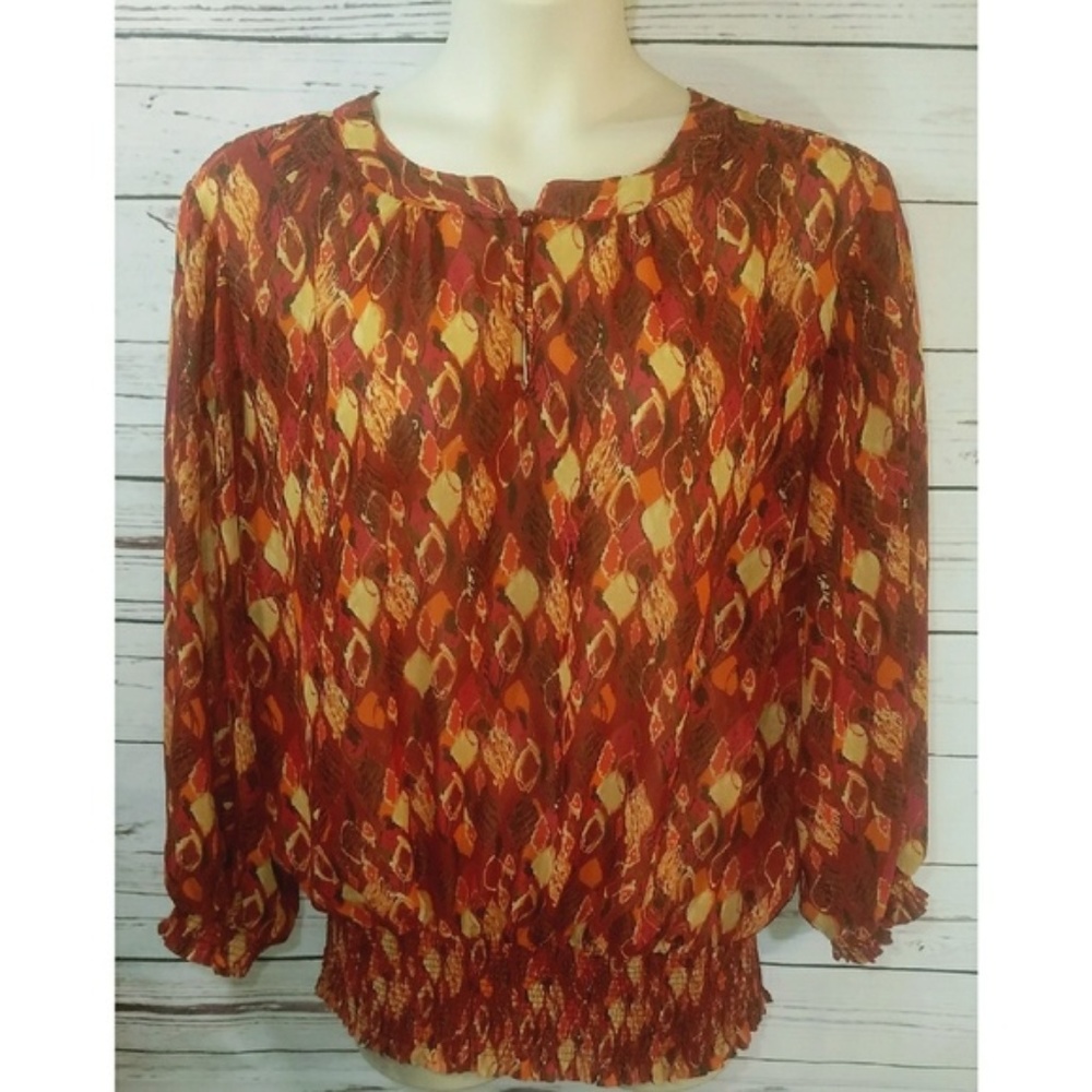Size 24 Chadwicks Beautiful Fall Leaf Print Blouse